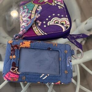 2 - Quilted Floral ID Wallet - Blue & Purple